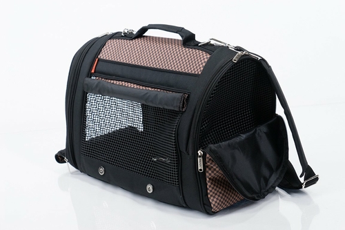 Prefer_Pets_358_Hideaway_Backpack_Brown_Checkers_Pet_Carrier_-_Side_Rolled_Up_Half.jpg